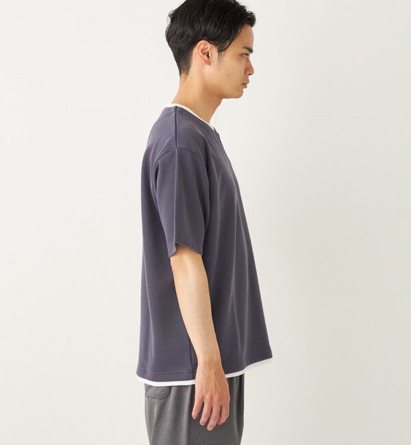 SHIPS Colors 「SHIPS Colors:〈手洗い可能〉フェイクレイヤード キーネック ショートスリーブ」|Tシャツ・カットソー|