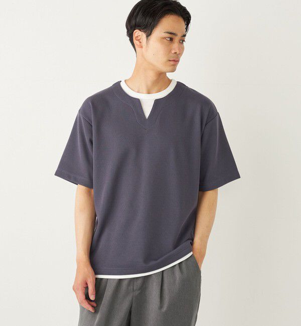 SHIPS Colors 「SHIPS Colors:〈手洗い可能〉フェイクレイヤード キーネック ショートスリーブ」|Tシャツ・カットソー|