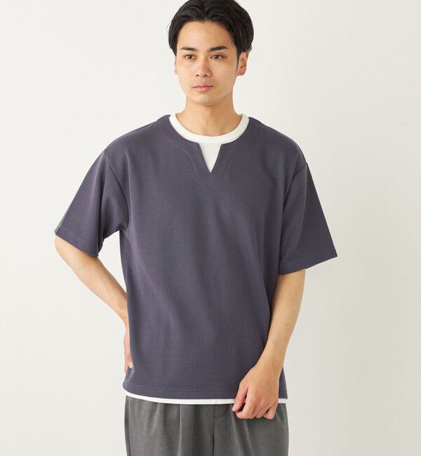 SHIPS Colors 「SHIPS Colors:〈手洗い可能〉フェイクレイヤード キーネック ショートスリーブ」|Tシャツ・カットソー|