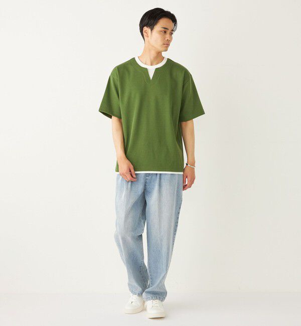 SHIPS Colors 「SHIPS Colors:〈手洗い可能〉フェイクレイヤード キーネック ショートスリーブ」|Tシャツ・カットソー|