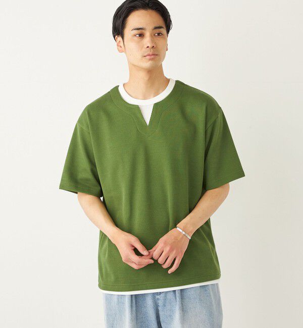 SHIPS Colors 「SHIPS Colors:〈手洗い可能〉フェイクレイヤード キーネック ショートスリーブ」|Tシャツ・カットソー|