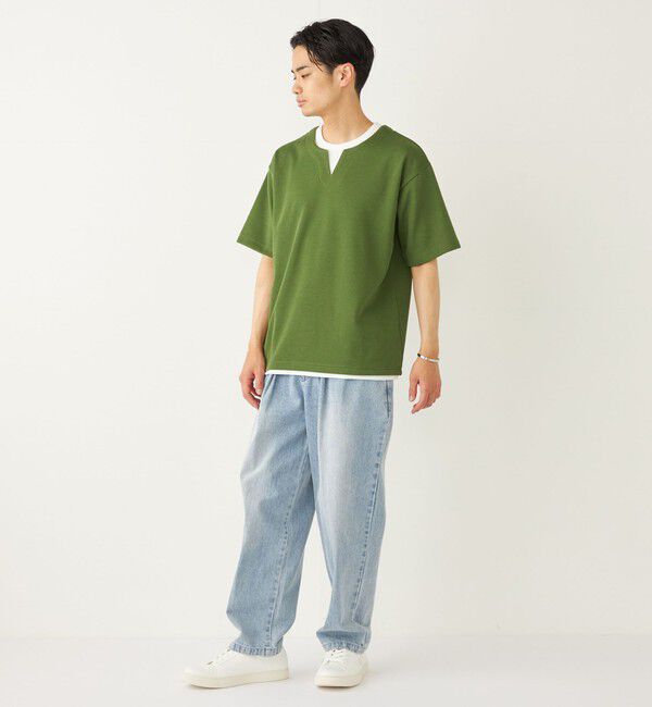 SHIPS Colors 「SHIPS Colors:〈手洗い可能〉フェイクレイヤード キーネック ショートスリーブ」|Tシャツ・カットソー|