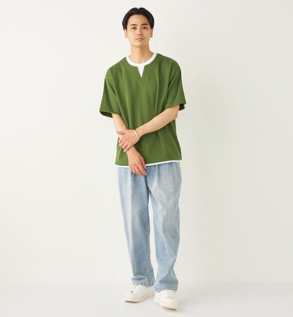 SHIPS Colors 「SHIPS Colors:〈手洗い可能〉フェイクレイヤード キーネック ショートスリーブ」|Tシャツ・カットソー|