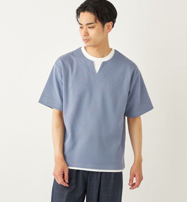 SHIPS Colors 「SHIPS Colors:〈手洗い可能〉フェイクレイヤード キーネック ショートスリーブ」|Tシャツ・カットソー|
