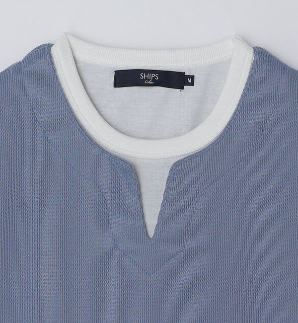 SHIPS Colors 「SHIPS Colors:〈手洗い可能〉フェイクレイヤード キーネック ショートスリーブ」|Tシャツ・カットソー|