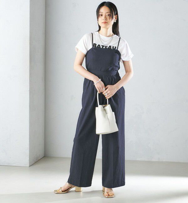 SHIPS for women「〈手洗い可能〉ストレッチ リネン ベアトップ サロペット」|ワンピース|