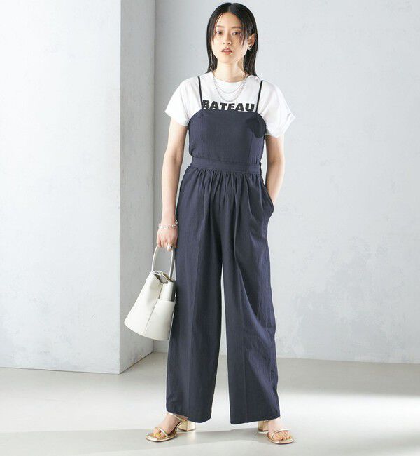 SHIPS for women「〈手洗い可能〉ストレッチ リネン ベアトップ サロペット」|ワンピース|