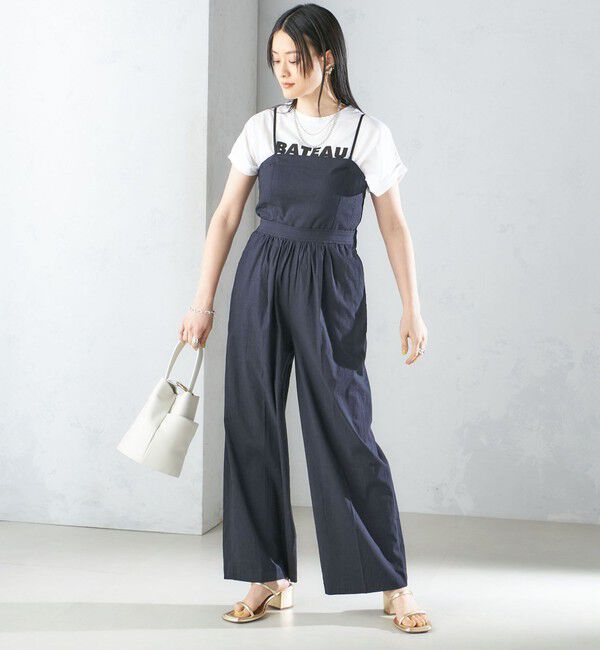 SHIPS for women「〈手洗い可能〉ストレッチ リネン ベアトップ サロペット」|ワンピース|