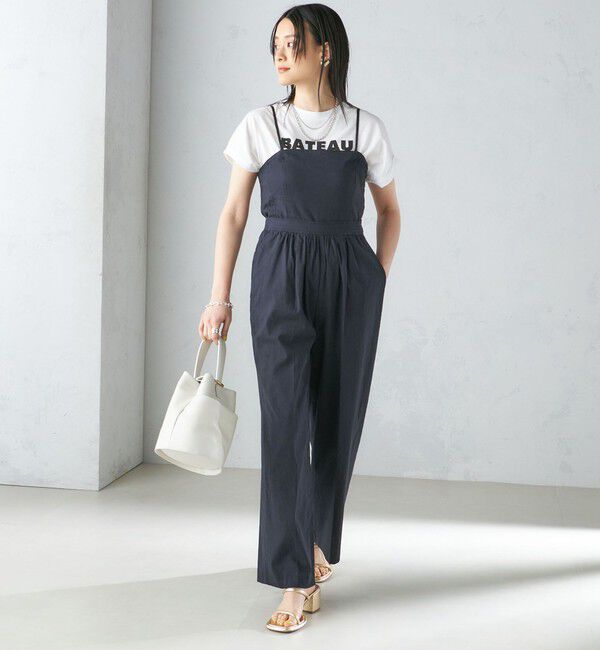 SHIPS for women「〈手洗い可能〉ストレッチ リネン ベアトップ サロペット」|ワンピース|