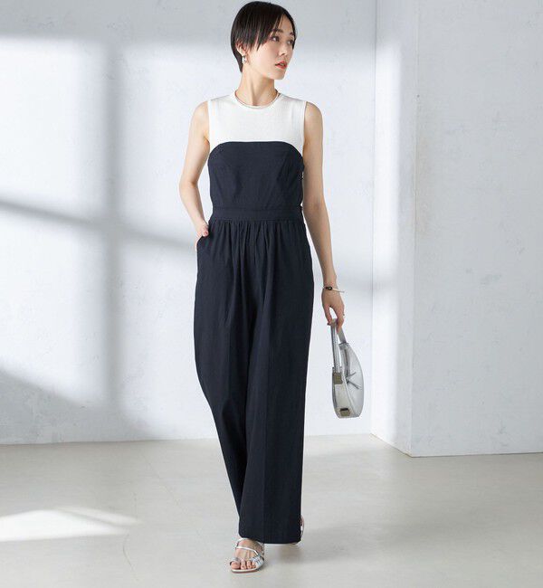 SHIPS for women「〈手洗い可能〉ストレッチ リネン ベアトップ サロペット」|ワンピース|
