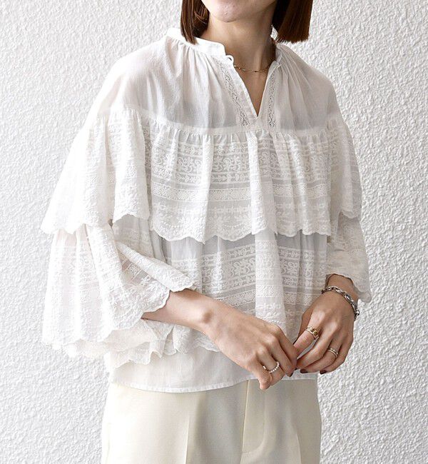 SHIPS any「bon_meur:〈洗濯機可能〉レース ティアード ボリューム ブラウス」|シャツ・ブラウス|