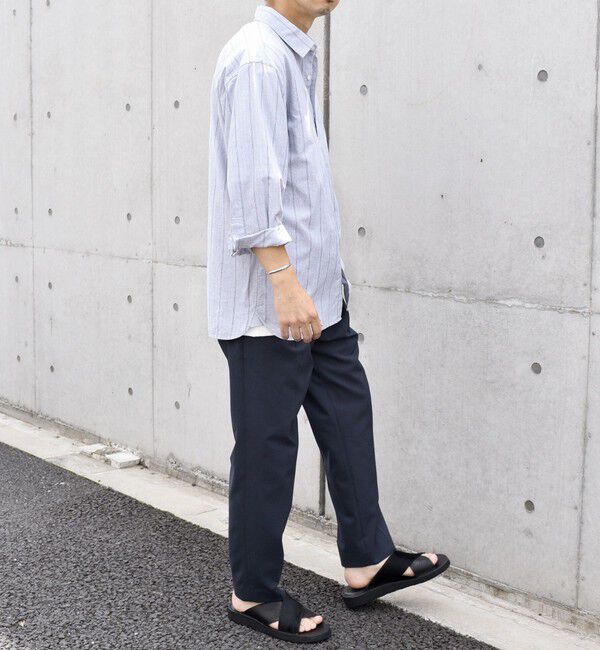 SHIPS any「SHIPS any: 〈洗濯機可能〉コットン / リネン ブルー ストライプ 7分袖 レギュラー シャツ◇」|シャツ・ブラウス|