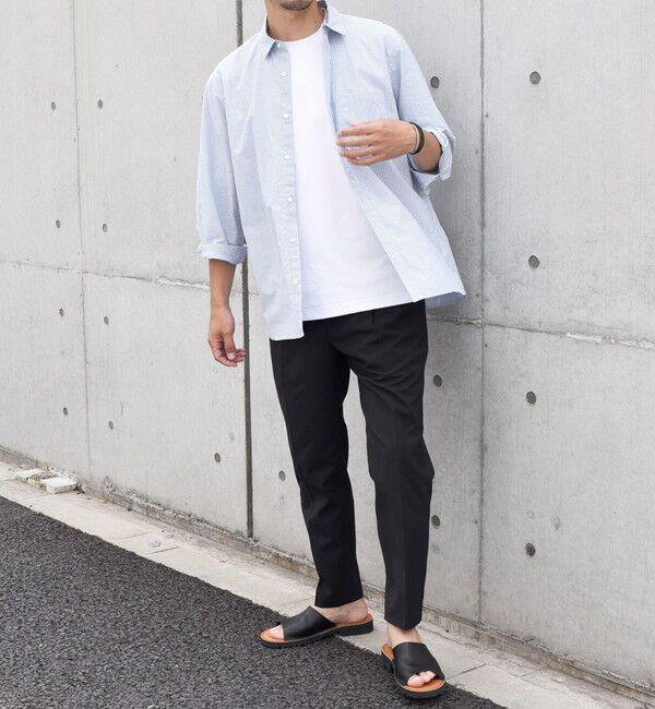 SHIPS any「SHIPS any: 〈洗濯機可能〉コットン / リネン ブルー ストライプ 7分袖 レギュラー シャツ◇」|シャツ・ブラウス|