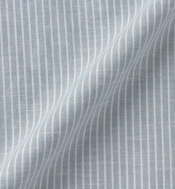 SHIPS any「SHIPS any: 〈洗濯機可能〉コットン / リネン ブルー ストライプ 7分袖 レギュラー シャツ◇」|シャツ・ブラウス|