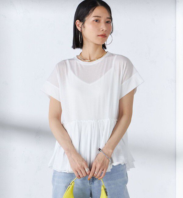 SHIPS for women「〈接触冷感〉コットン ナイロン ペプラム プルオーバー」|Tシャツ・カットソー|