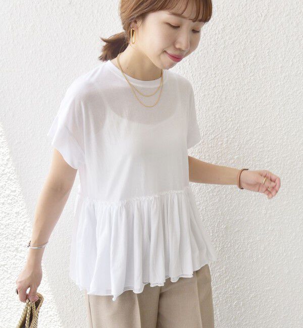 SHIPS for women「〈接触冷感〉コットン ナイロン ペプラム プルオーバー」|Tシャツ・カットソー|