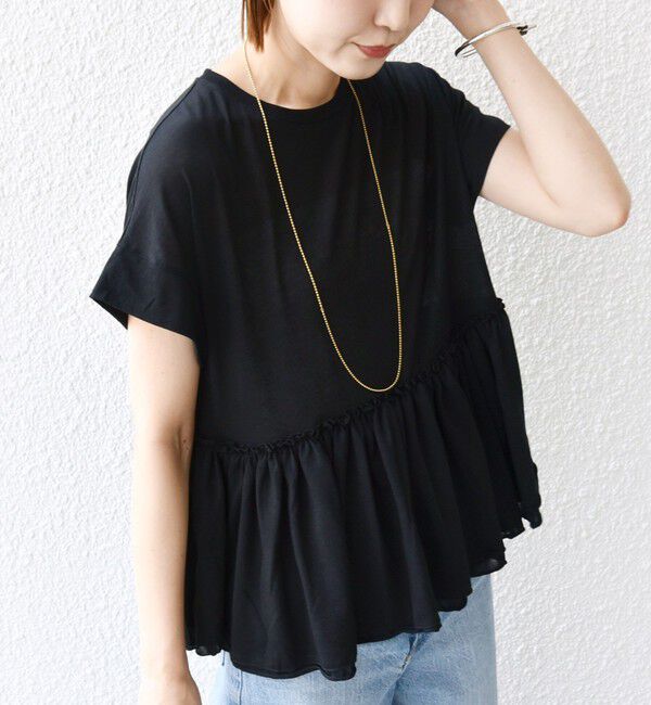 SHIPS for women「〈接触冷感〉コットン ナイロン ペプラム プルオーバー」|Tシャツ・カットソー|ブラック