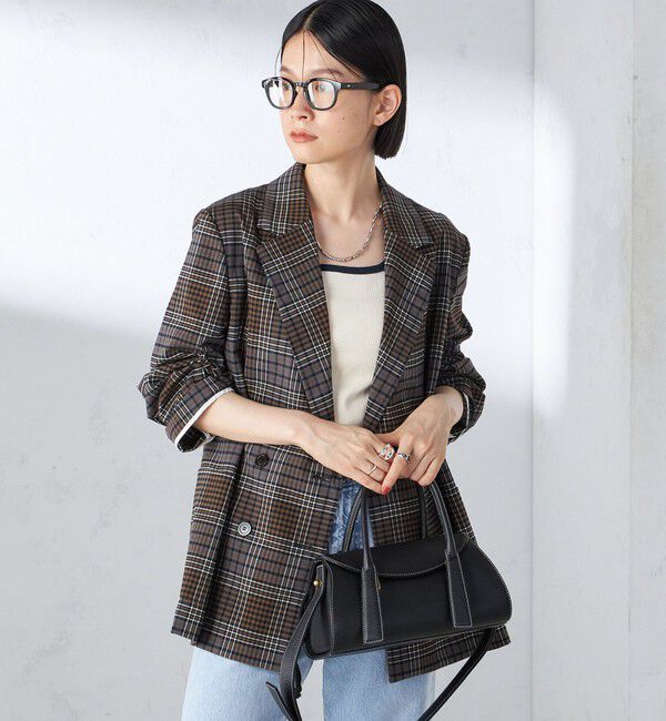 SHIPS for women「〈手洗い可能〉ウール混 チェック ダブルボタン ジャケット」|テーラードジャケット|