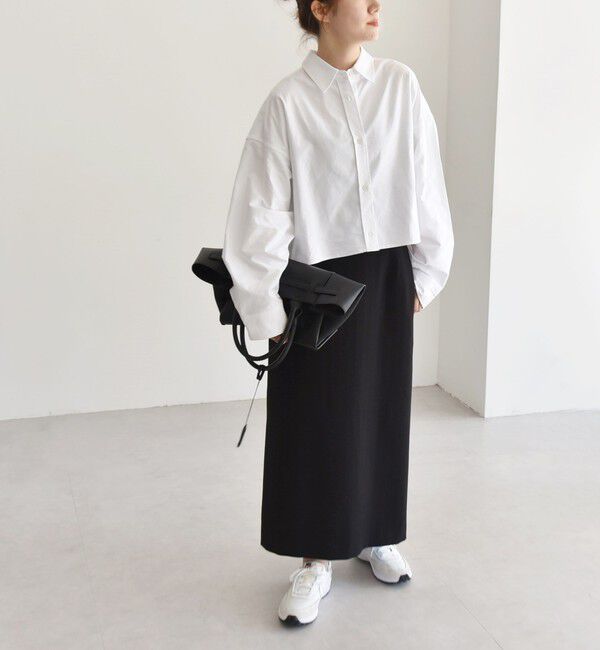 quaranciel「quaranciel:〈洗濯機可能〉ペプラム ベルト付 ストライプ Iライン スカート」|スカート|