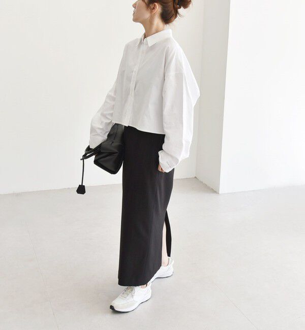 quaranciel「quaranciel:〈洗濯機可能〉ペプラム ベルト付 ストライプ Iライン スカート」|スカート|