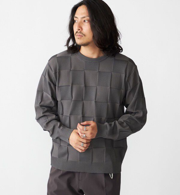 SHIPS「SHIPS:〈手洗い可能〉Amossa(R) シャンティ ブロック リンクス編み 長袖 ニット」|ニット・セーター|