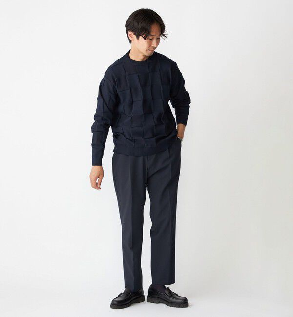 SHIPS「SHIPS:〈手洗い可能〉Amossa(R) シャンティ ブロック リンクス編み 長袖 ニット」|ニット・セーター|