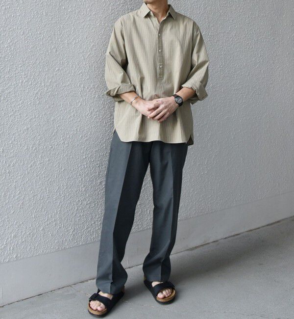 SHIPS any「SHIPS any:〈洗濯機可能〉コットン/リネン 7分袖  ストライプ スキッパー プルオーバー シャツ◇」|シャツ・ブラウス|