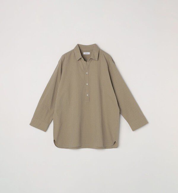 SHIPS any「SHIPS any:〈洗濯機可能〉コットン/リネン 7分袖  ストライプ スキッパー プルオーバー シャツ◇」|シャツ・ブラウス|