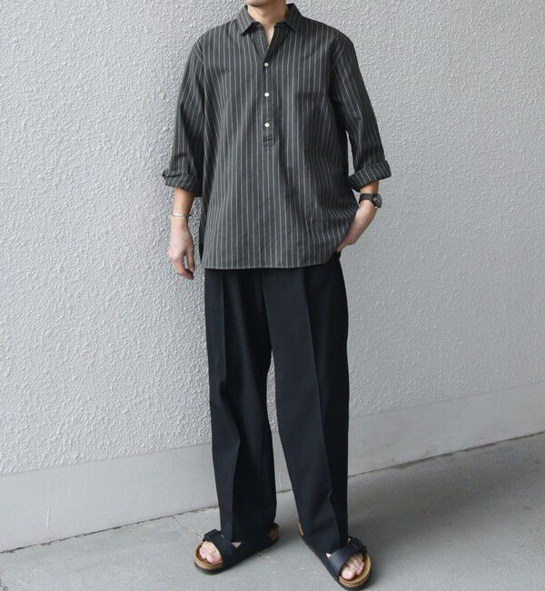 SHIPS any「SHIPS any:〈洗濯機可能〉コットン/リネン 7分袖  ストライプ スキッパー プルオーバー シャツ◇」|シャツ・ブラウス|