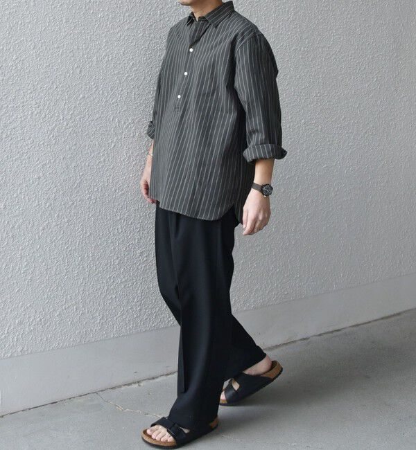 SHIPS any「SHIPS any:〈洗濯機可能〉コットン/リネン 7分袖  ストライプ スキッパー プルオーバー シャツ◇」|シャツ・ブラウス|