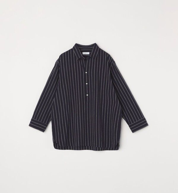 SHIPS any「SHIPS any:〈洗濯機可能〉コットン/リネン 7分袖  ストライプ スキッパー プルオーバー シャツ◇」|シャツ・ブラウス|