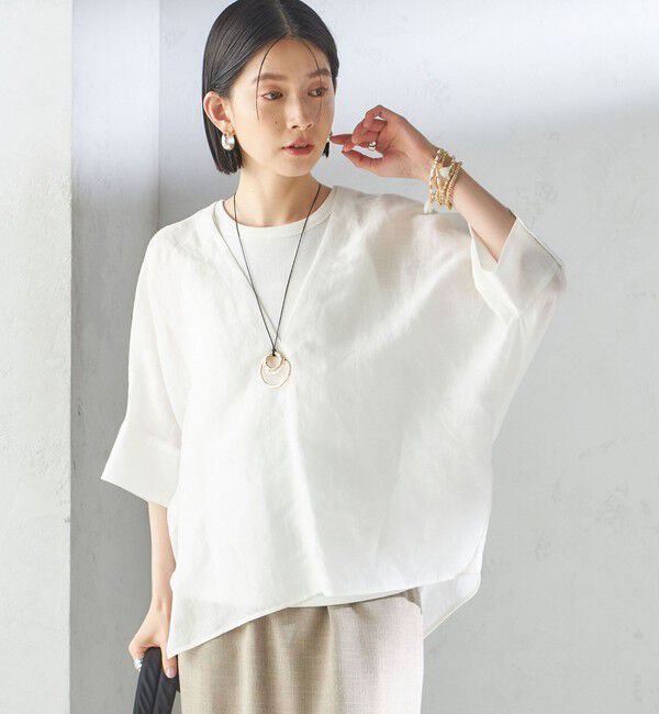 SHIPS for women「【一部WEB限定】〈手洗い可能〉IMPERIAL LINEN スキッパー ブラウス」|シャツ・ブラウス|