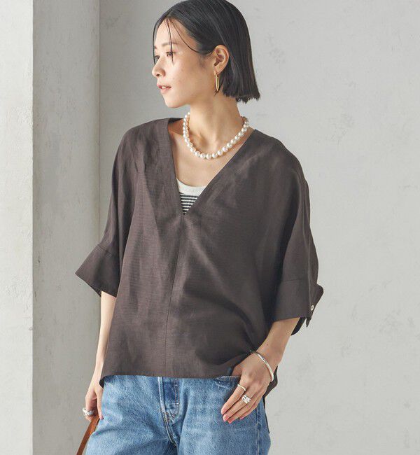 SHIPS for women「【一部WEB限定】〈手洗い可能〉IMPERIAL LINEN スキッパー ブラウス」|シャツ・ブラウス|