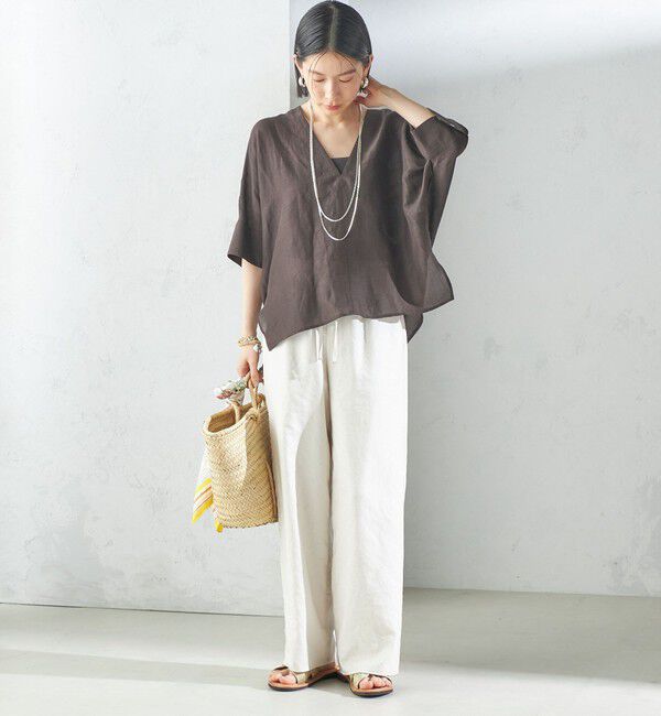 SHIPS for women「【一部WEB限定】〈手洗い可能〉IMPERIAL LINEN スキッパー ブラウス」|シャツ・ブラウス|