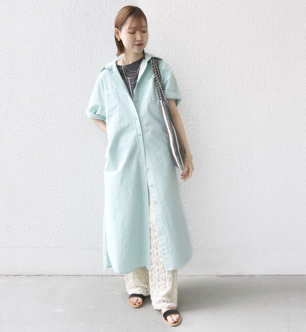 SHIPS for women「〈洗濯機可能〉ワンポイント 刺繍 シャツ ワンピース」|ワンピース|