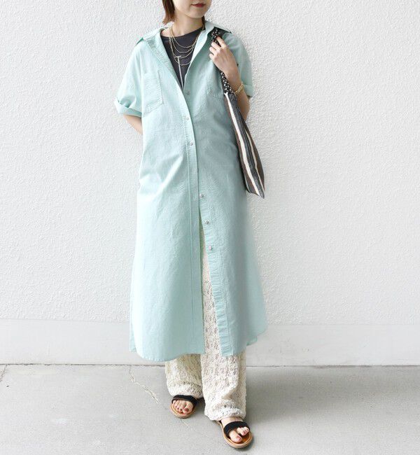 SHIPS for women「〈洗濯機可能〉ワンポイント 刺繍 シャツ ワンピース」|ワンピース|