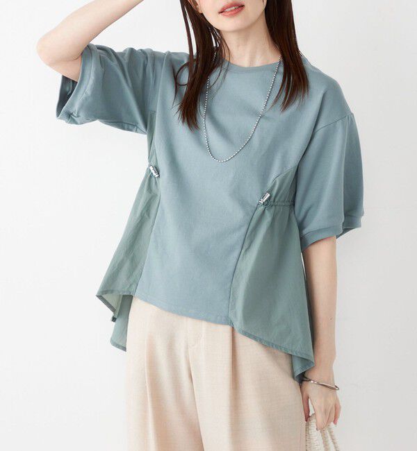 SHIPS Colors 「SHIPS Colors:〈洗濯機可能〉ミニ裏毛 ドッキング トップス◇」|Tシャツ・カットソー|ライトグリーン