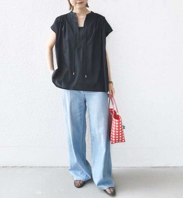 SHIPS for women「〈手洗い可能〉スキッパー タック フレンチ スリーブ ブラウス」|シャツ・ブラウス|