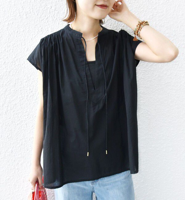 SHIPS for women「〈手洗い可能〉スキッパー タック フレンチ スリーブ ブラウス」|シャツ・ブラウス|