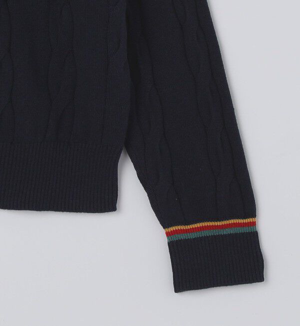 SHIPS「ALANPANE: 12ゲージ ケーブル編み コットン Vネック クリケットセーター」|ニット・セーター|