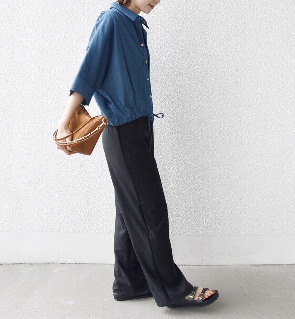 SHIPS for women「《追加予約》【WEB限定】〈手洗い可能〉デニム ライク タック 裾 ドロスト 羽織 シャツ」|シャツ・ブラウス|