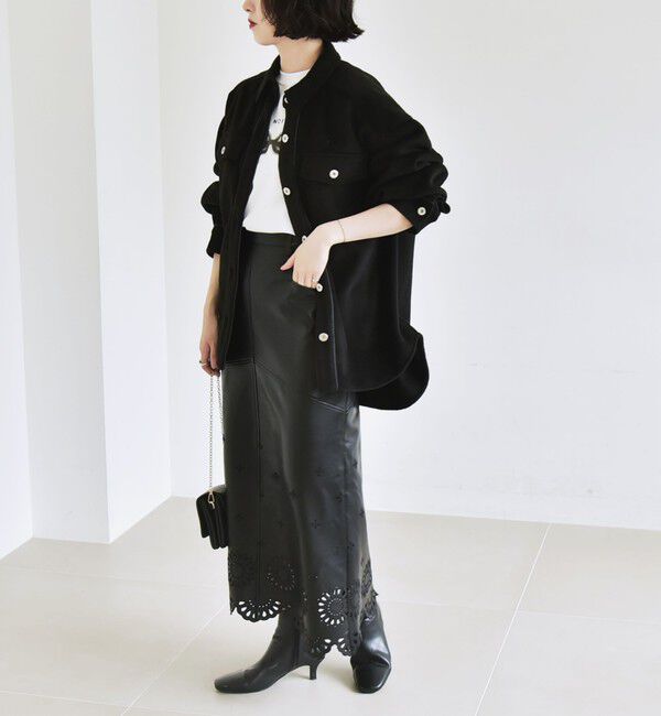 quaranciel「quaranciel: ジャージー メルトン パイピング CPO ビッグ シャツ ジャケット」|その他|