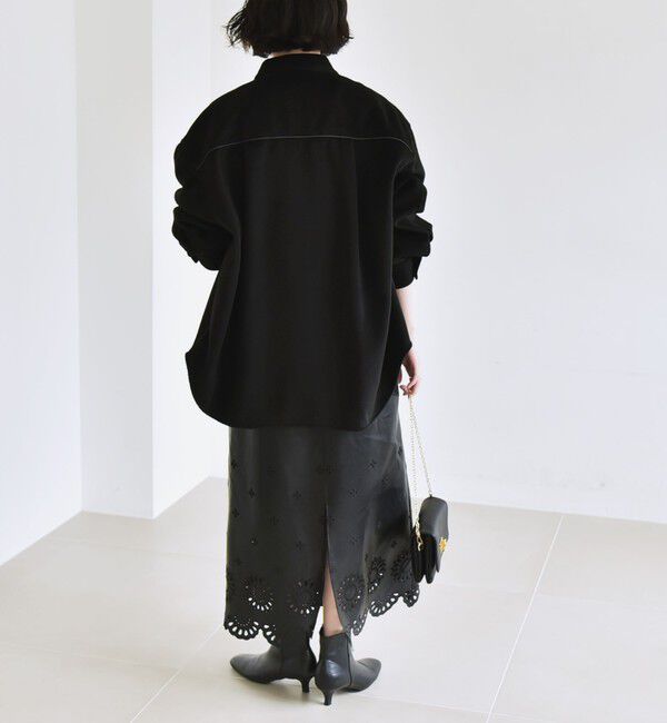 quaranciel「quaranciel: ジャージー メルトン パイピング CPO ビッグ シャツ ジャケット」|その他|