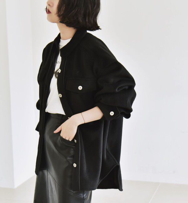 quaranciel「quaranciel: ジャージー メルトン パイピング CPO ビッグ シャツ ジャケット」|その他|