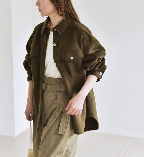 quaranciel「quaranciel: ジャージー メルトン パイピング CPO ビッグ シャツ ジャケット」|その他|