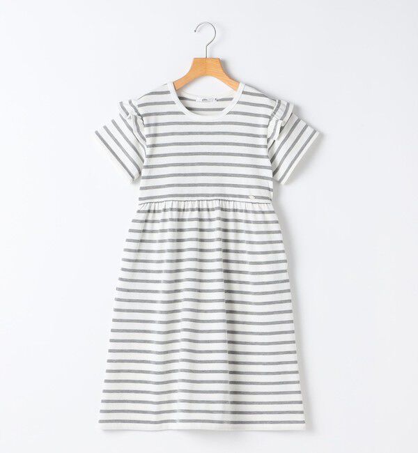 SHIPS KIDS「SHIPS KIDS:140～150cm / ボーダー フリル ワンピース」|ワンピース|ライトグレー