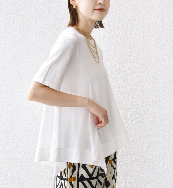 SHIPS for women「ヘムフレア ショート スリーブ プルオーバー」|Tシャツ・カットソー|