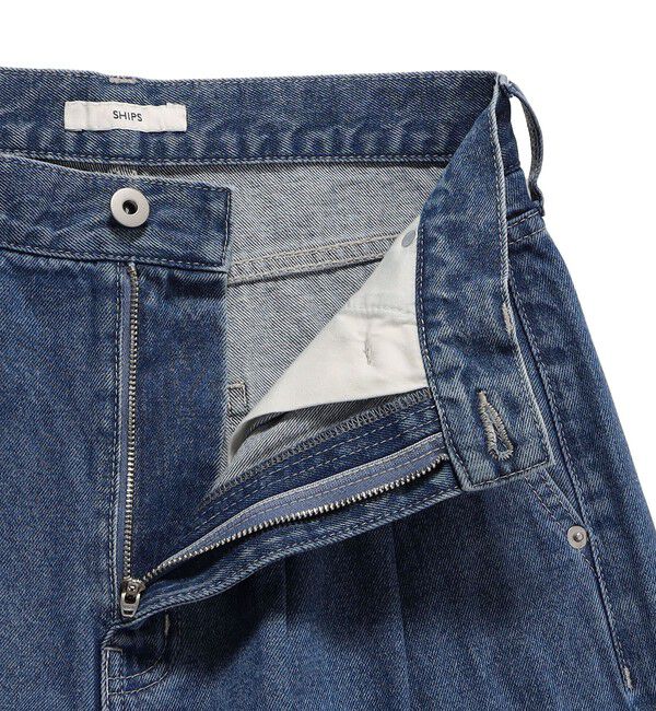 SHIPS for women「〈洗濯機可能〉2タック カーブ デニム パンツ」|デニム|