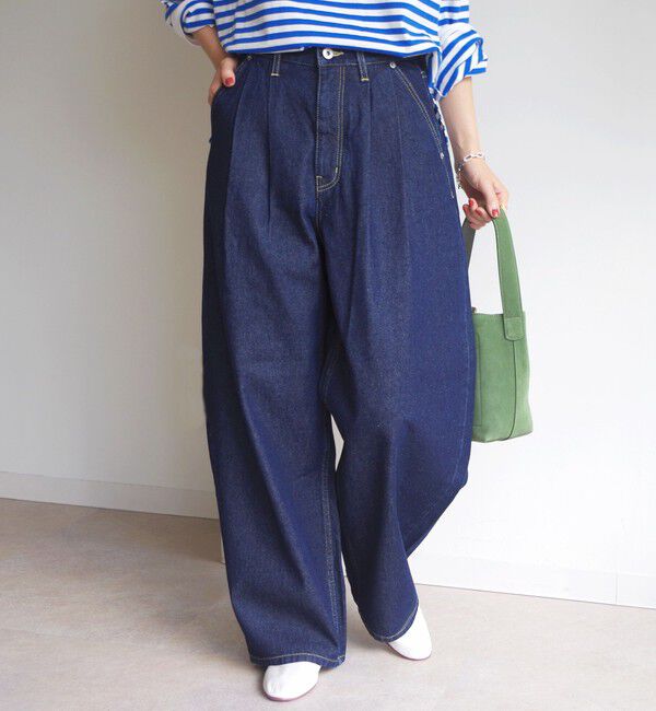 SHIPS for women「〈洗濯機可能〉2タック カーブ デニム パンツ」|デニム|