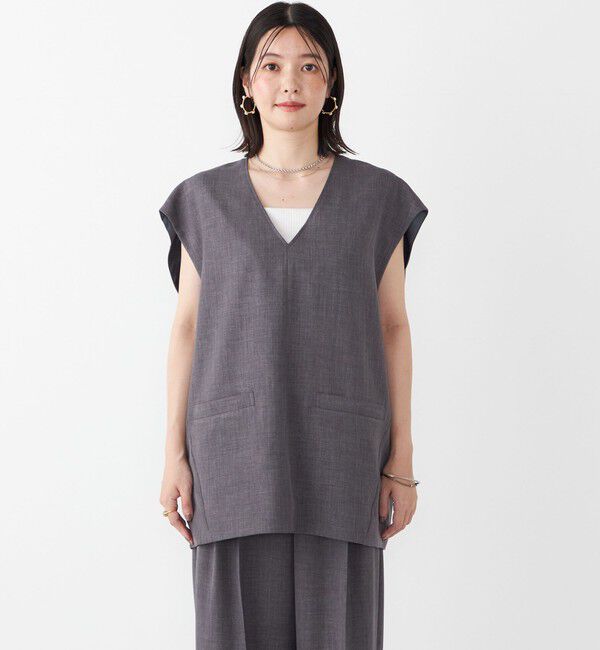 SHIPS Colors 「SHIPS Colors:〈手洗い可能〉ウーステッドライク Vネック ベスト(セットアップ対応可能)」|ベスト・ジレ|